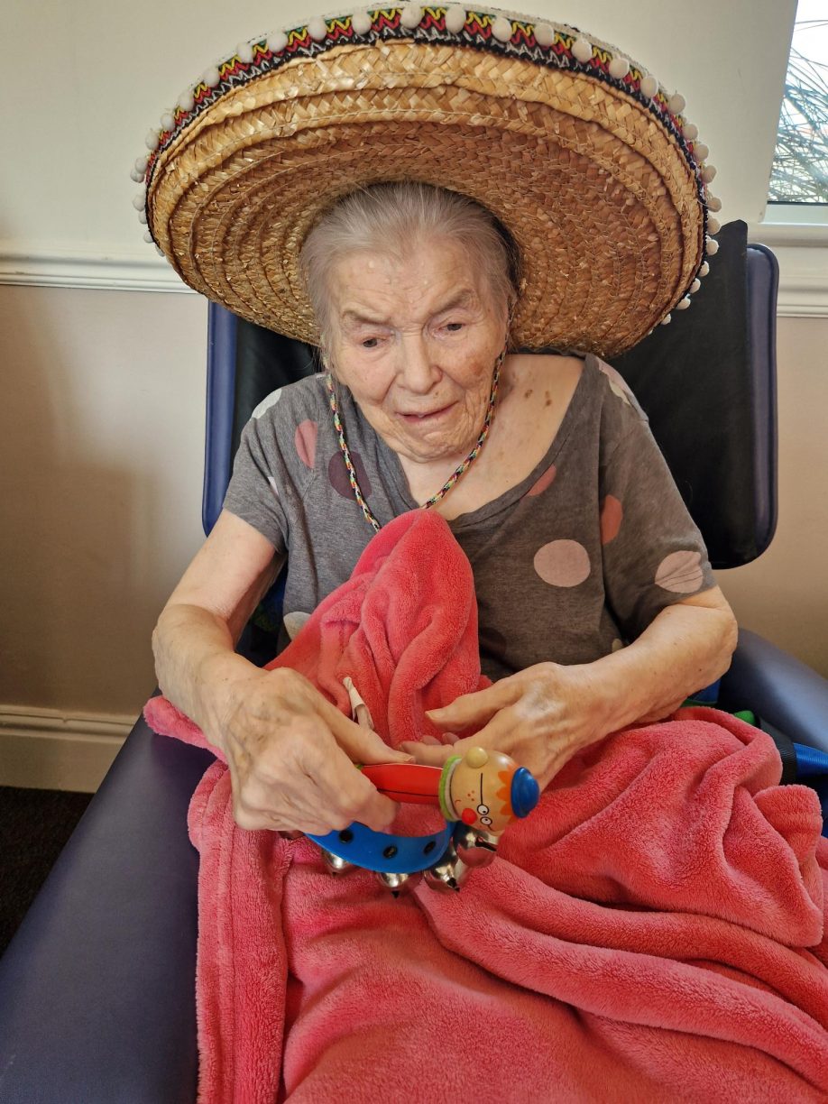 Fairways Nursing Home resident celebrating International Tea Day with festive, themed activities, promoting well-being and high quality of life