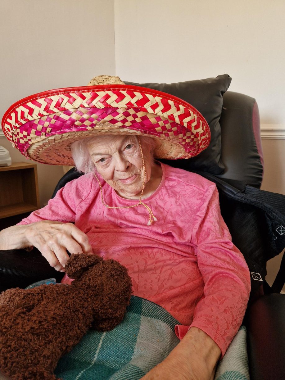 Fairways Nursing Home resident celebrating International Tea Day with festive, themed activities, promoting well-being and high quality of life